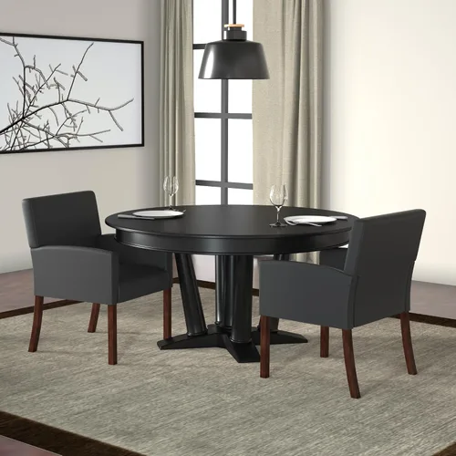 Vista 5 de Boss Office Products Caja de Recepción Silla Brazo con Acabado Caoba en Negro, 25"D x 24.5"W x 35"H