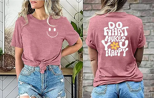 Vista 5 de Camisetas divertidas con texto en inglés Do What Makes You Happy Mental Health (Do What Makes You Happy Mental Health)