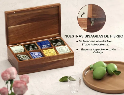 Vista 3 de Caja de almacenamiento de madera de acacia con 8 compartimentos