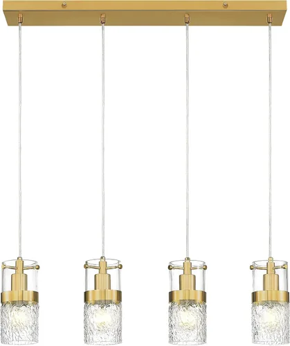 Vista 19 de LMS Lámpara colgante dorada, 1 luz colgante para isla de cocina con vidrio martillado, LMS-171