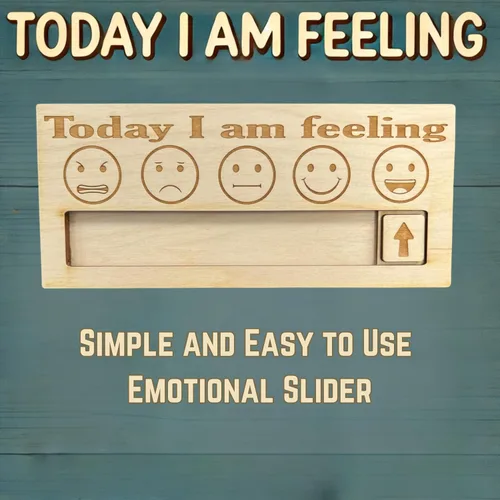 Vista 4 de Cartel de "Today I Am Feeling" - Tabla de estado de ánimo de emoji, rastreador diario de sentimientos para niños y adultos, terapia, autismo