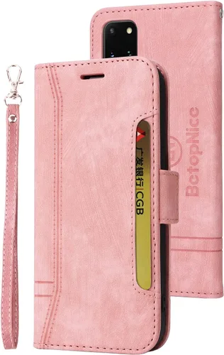 Vista 23 de Funda tipo cartera para Samsung Galaxy S20, piel sintética, con función atril, ranuras para tarjetas, funda plegable con tapa, funda protectora