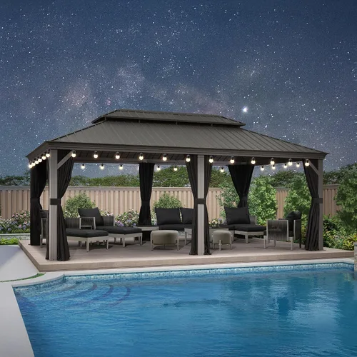 Vista 55 de PURPLE LEAF - Gazebo para exteriores de 10 x 12 pies, con sistema de drenaje