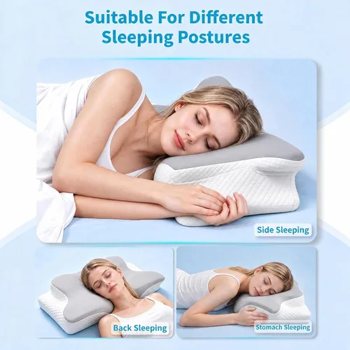 Vista 3 de Almohada cervical cervical para aliviar el dolor, almohada ergonómica