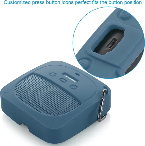 Vista 2 de Funda de silicona para altavoz portátil Bose SoundLink Micro impermeable, funda protectora con mosquetón