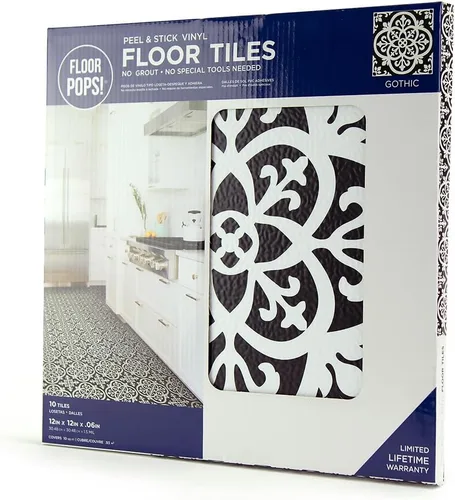 Vista 8 de FloorPops Azulejos góticos adhesivos para el suelo, FP2475, color negro