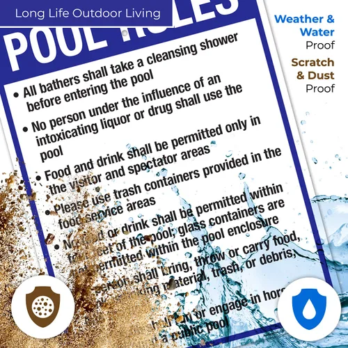 Vista 5 de New Mexico Pool Rules Sign, Complies with State of New Mexico Pool Safety