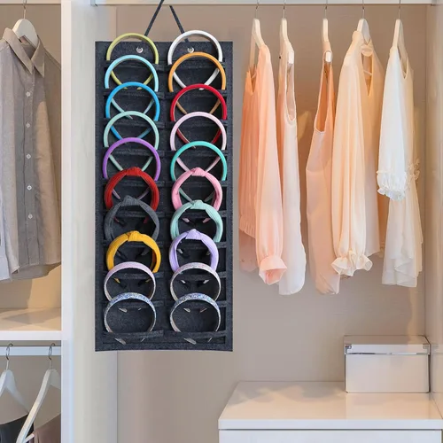 Vista 5 de SMUK Organizador de diadema colgante para niñas, soporte para diadema de pared para mujeres, organizador de accesorios para el cabello en la pared