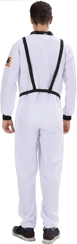 Vista 2 de EraSpooky Disfraz de astronauta para hombre, disfraz de Halloween para adultos, tallas XS-XL, para fiesta de disfraces y cosplay, color naranja