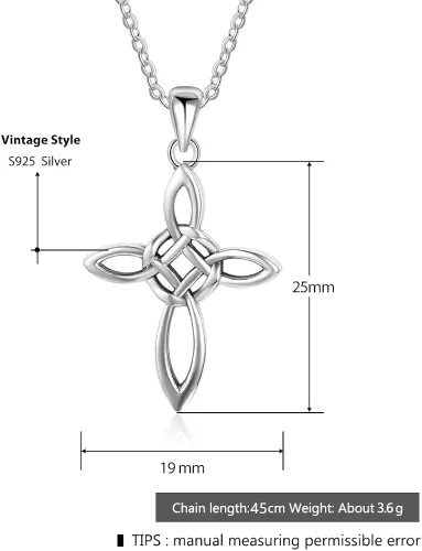 Vista 3 de Collar con colgante de nudo celta de plata de ley 925, joyería de moda para mujer, cadena Rolo de 18 pulgadas