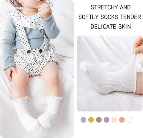 Vista 7 de Witwot Calcetines tobilleros con volantes para bebés y niñas, calcetines de algodón para vestir de 6M a 7 años
