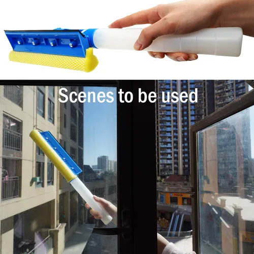 Vista 6 de Limpiador de ventanas de coche con esponja y cuchilla de goma, limpiador con botella de spray 3 en 1, multiusos, para interiores y exteriores
