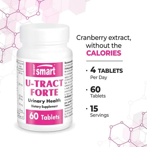 Vista 4 de Supersmart - U-Tract Forte - con D-manosa y bromelina Sin OMG y sin gluten - 60 tabletas