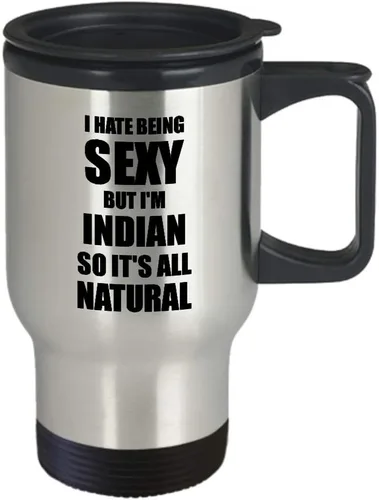 Vista 2 de Taza de viaje india sexy regalo divertido para marido esposa novio novia india orgullo café té aislado tapa viajero
