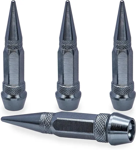 Vista 76 de 4 piezas de tapas de válvula de neumático con estilo púas, cubiertas de válvula de neumático universales de aleación de aluminio a prueba de polvo