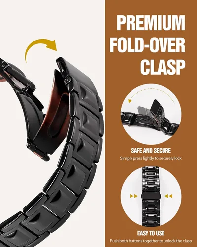 Vista 6 de Jecanori Pulseras magnéticas de cobre para hombre, 3 pulseras de cobre para hombre con 3800 imanes Gauss, cierre plegable de alta calidad