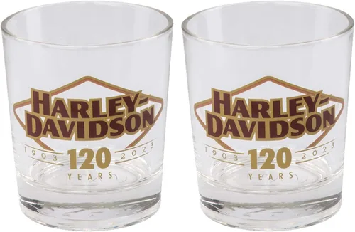 Vista 2 de Harley-Davidson Juego de vidrio doble antiguo 120 aniversario, edición limitada