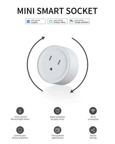 Vista 3 de Mini enchufe inteligente WiFi compatible con Alexa y Google Home APP enchufe de control remoto con temporizador y control de grupo, no requiere