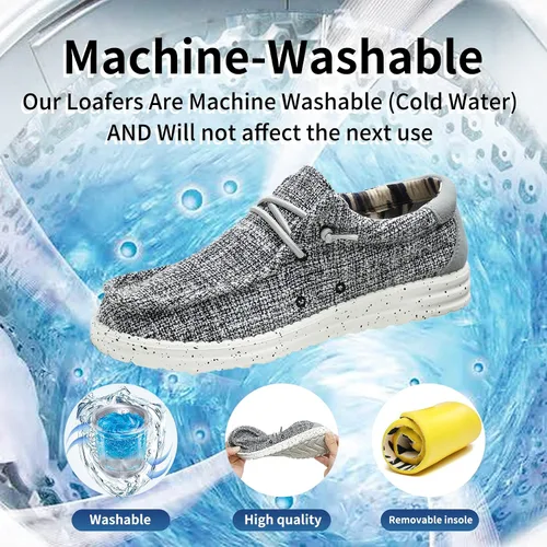 Vista 2 de Mocasines lavables a máquina para hombre, con cordones, informales, cómodos y transpirables, zapatos náuticos para el trabajo, suela suave, zapatos