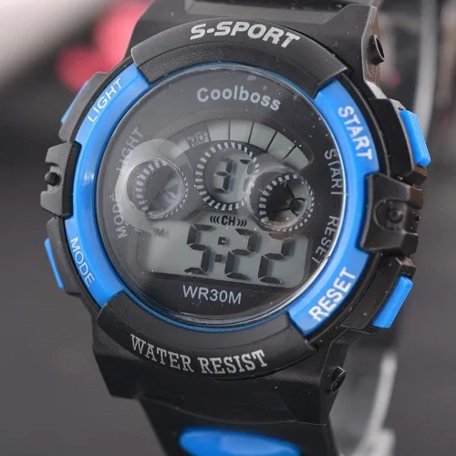 Vista 3 de Souarts Reloj de cuarzo con correa de cronógrafo digital multifunción para estudiantes