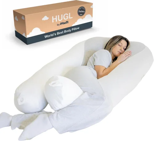 Vista 10 de Plufl Hugl - Almohada corporal refrescante para adultos, hecha con espuma viscoelástica, almohadas de maternidad en forma de U, ideales