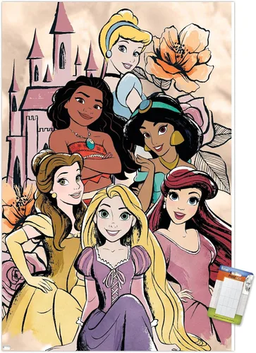 Vista 12 de Disney Ultimate Princess Celebration - Póster de pared de grupo castillo, 22.4 pulgadas de largo x 14.7 pulgadas de ancho, versión enmarcada