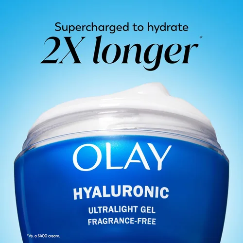 Vista 4 de Olay - Hidratante facial con ácido hialurónico, hidratación instantánea para mujeres, sin fragancia - solución para piel seca, resplandeciente