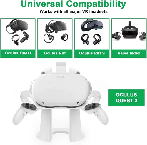 Vista 3 de NexiGo VR Stand with Controller Holder VR Headset Display Stand and Controller Mount Station for Oculus Quest 12 Oculus Rift S Oculus Rift White