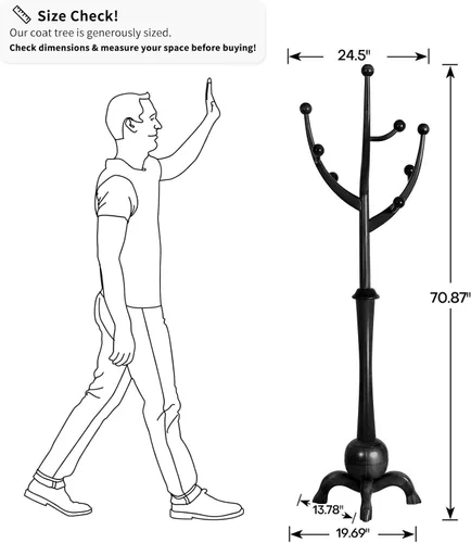 Vista 2 de Perchero de Pie de Madera Resistente con 8 Ganchos, Diseño Único con Aspecto de Rama de Árbol, Perchero de Árbol Premium para Colgar Ropa con Base