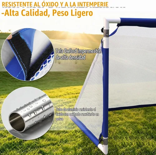 Vista 5 de Soccer Goal 4×2.5/5×3/6×3 FT Aluminum Soccer Goals for Backyard Azul