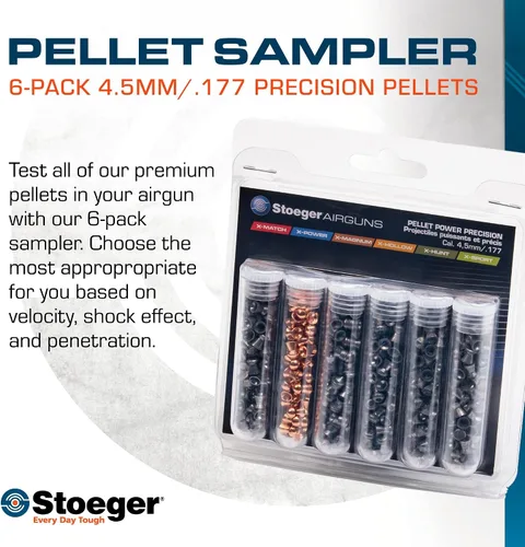 Vista 6 de Stoeger XM1 PCP Airgun, alcance y bomba manual Combo - Calibre .177 - Sintético negro con paquete de muestras de pellets de la familia X
