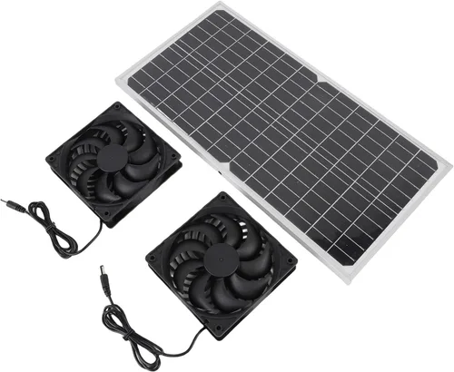 Vista 9 de Kit de ventilador alimentado por panel solar de 16 W, ventilador de escape solar con marco de aluminio para gallinero, invernadero, cobertizo