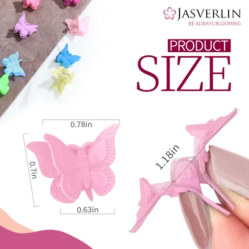 Vista 3 de JASVERLIN Pinzas para el cabello de mariposa coloridas, lindas pinzas pequeñas para niñas, Y2K 90s para niños y mujeres, mariposas, accesorios