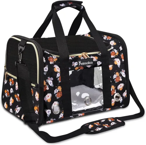 Vista 11 de Petmolico Transportador para gatos Bolsa de mascotas de lados suaves para gatos pequeños y medianos, cachorros, 16 libras, transportador de viaje