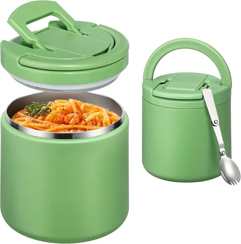 Vista 8 de Itslife Termo de sopa aislado al vacío de 13.5 onzas para alimentos calientes, recipiente de almuerzo para niños con tapa de hebilla a prueba