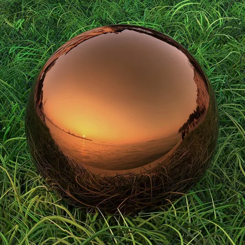 Vista 16 de Lulu Decor, bola de espejo de observación de cobre y acero inoxidable de 30,48 cm, globo de decoración de jardín con acabado suave y brillante