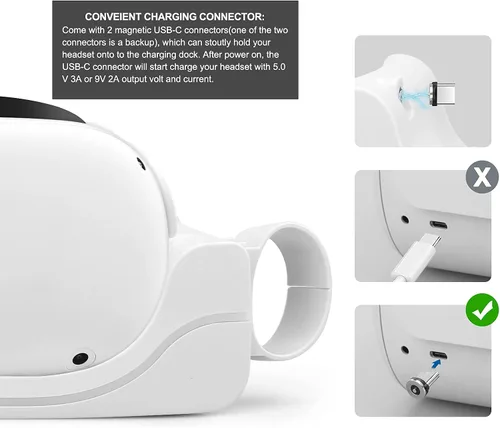Vista 4 de Vakdon Base de carga compatible con OculusMeta Quest 2, estación de carga para auriculares VR, soporte de carga de alta velocidad para Quest 2