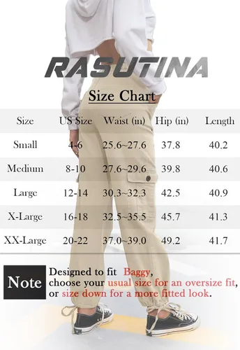 Vista 6 de Women Cargo Pants Stretchy Chino Pants for Women High Waisted Jeans with 6 Pockets