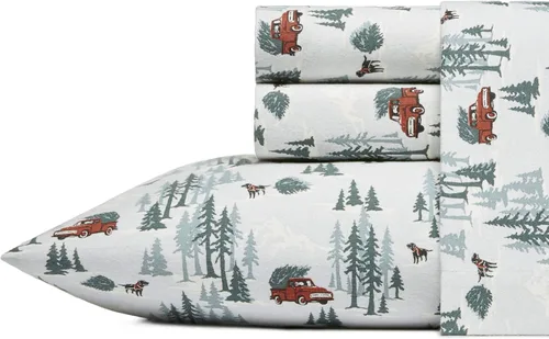 Vista 15 de Eddie Bauer - Sábanas individuales, juego de ropa de cama de franela de algodón, cepillada para mayor suavidad, decoración acogedora para el hogar