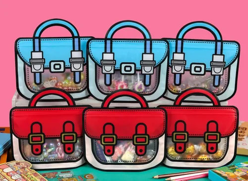Vista 2 de Trendybag - Bolsas de regalo de fiesta con asa superior, color rojo y azul, 20 bolsas de cumpleaños con parte inferior de pie (L, color mixto)