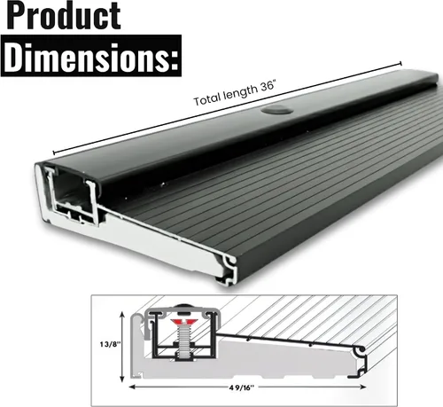 Vista 2 de Umbral de aluminio ajustable: ancho extra corto con tornillos ocultos, se adapta a cualquier altura, resistente para uso residencial y comercial