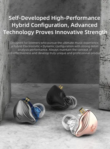 Vista 2 de KZ ZEX - Auriculares electrostáticos + 1 auricular dinámico con cables