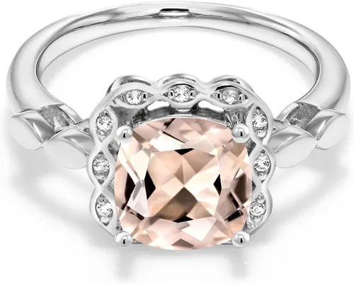 Vista 109 de Gem Stone King Anillo de compromiso de plata de ley 925 de 0.315 in con piedra natal y zafiro blanco creado Anillo de compromiso de boda