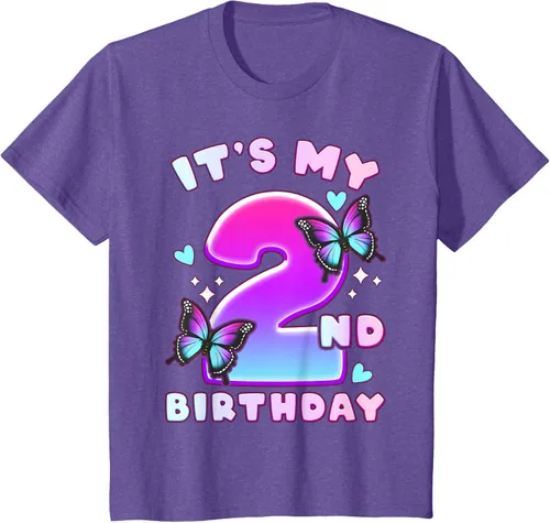 Vista 19 de Camiseta de 2º cumpleaños para niña de 2 años con mariposas y número 2 Negro