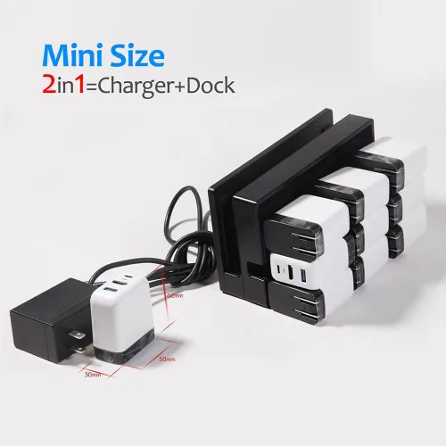 Vista 7 de Base para interruptorcargador iPhone 15, adaptador ShuOne USB C a HDMI, para Nintendo SwitchOLED con puertos de carga rápida HDMI 4K a 60Hz