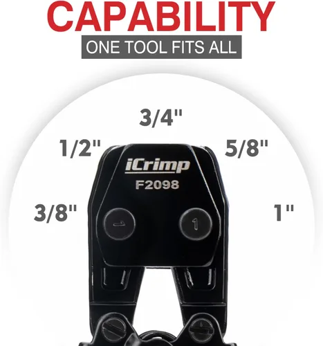 Vista 5 de iCRIMP KIT-1096D Kit de herramientas de abrazaderas de cincha PEX para abrazaderas de cincha PEX de 3/8 a 1 pulgada, con 20 piezas de anillos