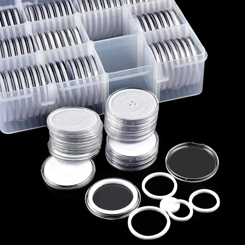 Vista 6 de 84 cápsulas de monedas de 1.811 in, con junta de espuma y caja de Transparente