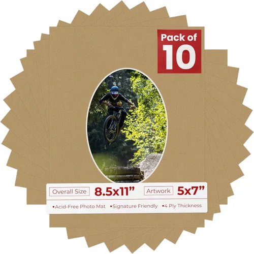Vista 42 de Tapete de 8.5 x 11 pulgadas con corte biselado para fotos de 5 x 7 pulgadas – Apertura de tablero de fotos ovalada marrón roble envejecido