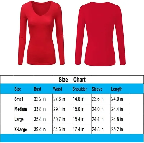 Vista 7 de LINDLOOK Camiseta de manga larga ajustada con cuello en V y cuello redondo para mujer, camiseta básica de algodón suave
