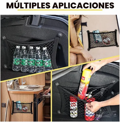 Vista 3 de Paquete de 4 redes de carga pequeñas, redes de almacenamiento grandes DEDC de 17.7 x 9.8 pulgadas para autocaravanas, redes de carga elásticas